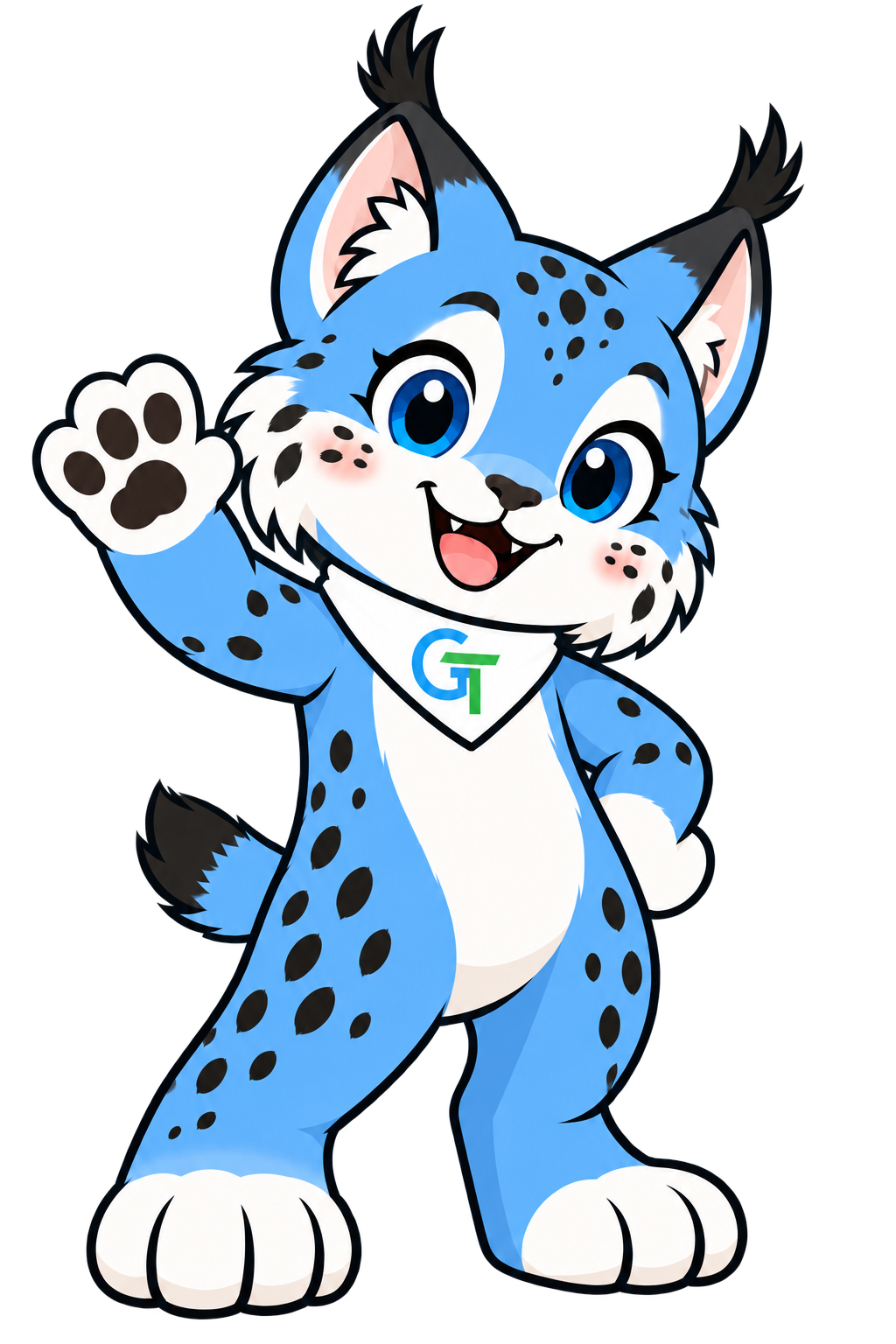 Gabby, the blue Eurasian lynx mascot