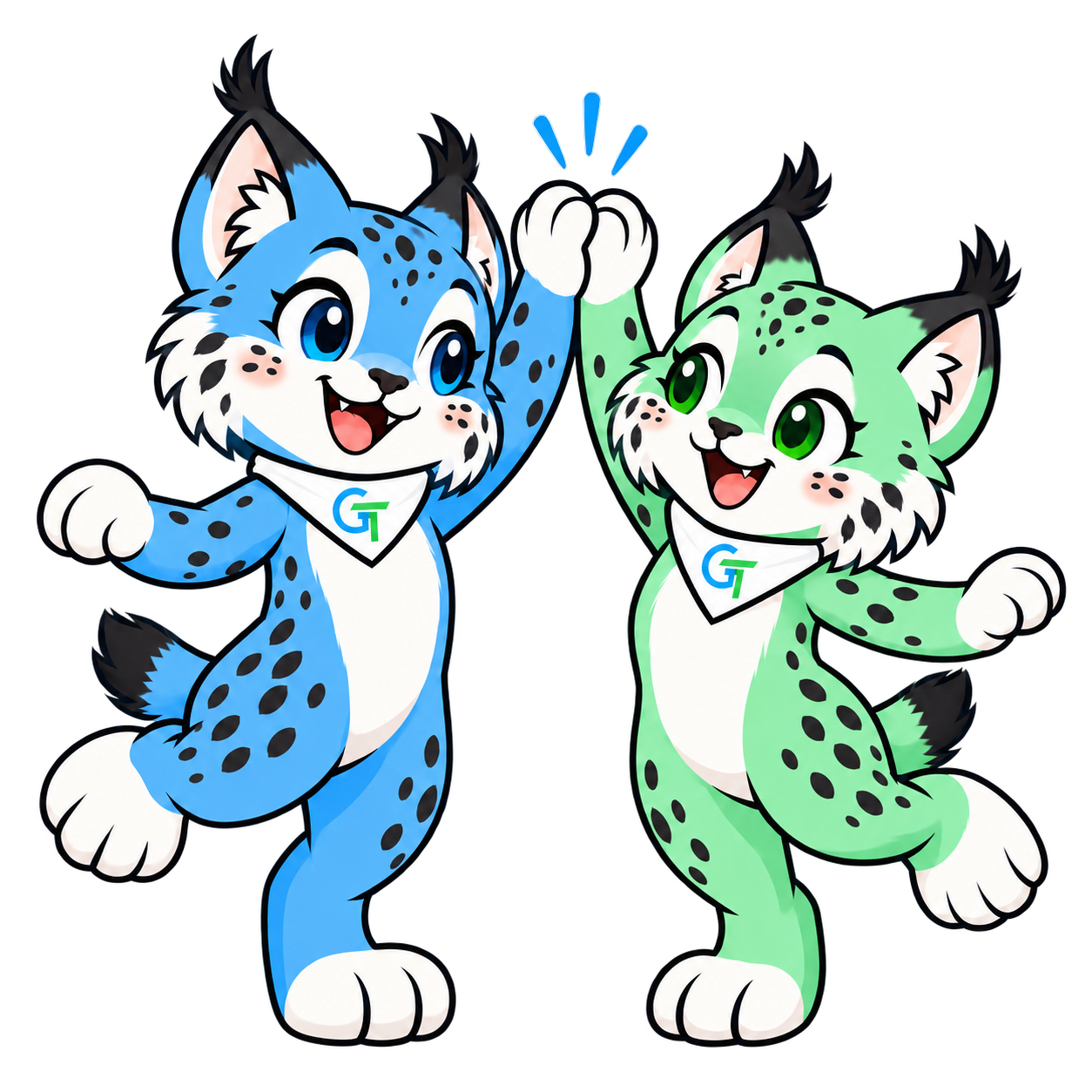 Gabby and Tabby celebrating with a high-five