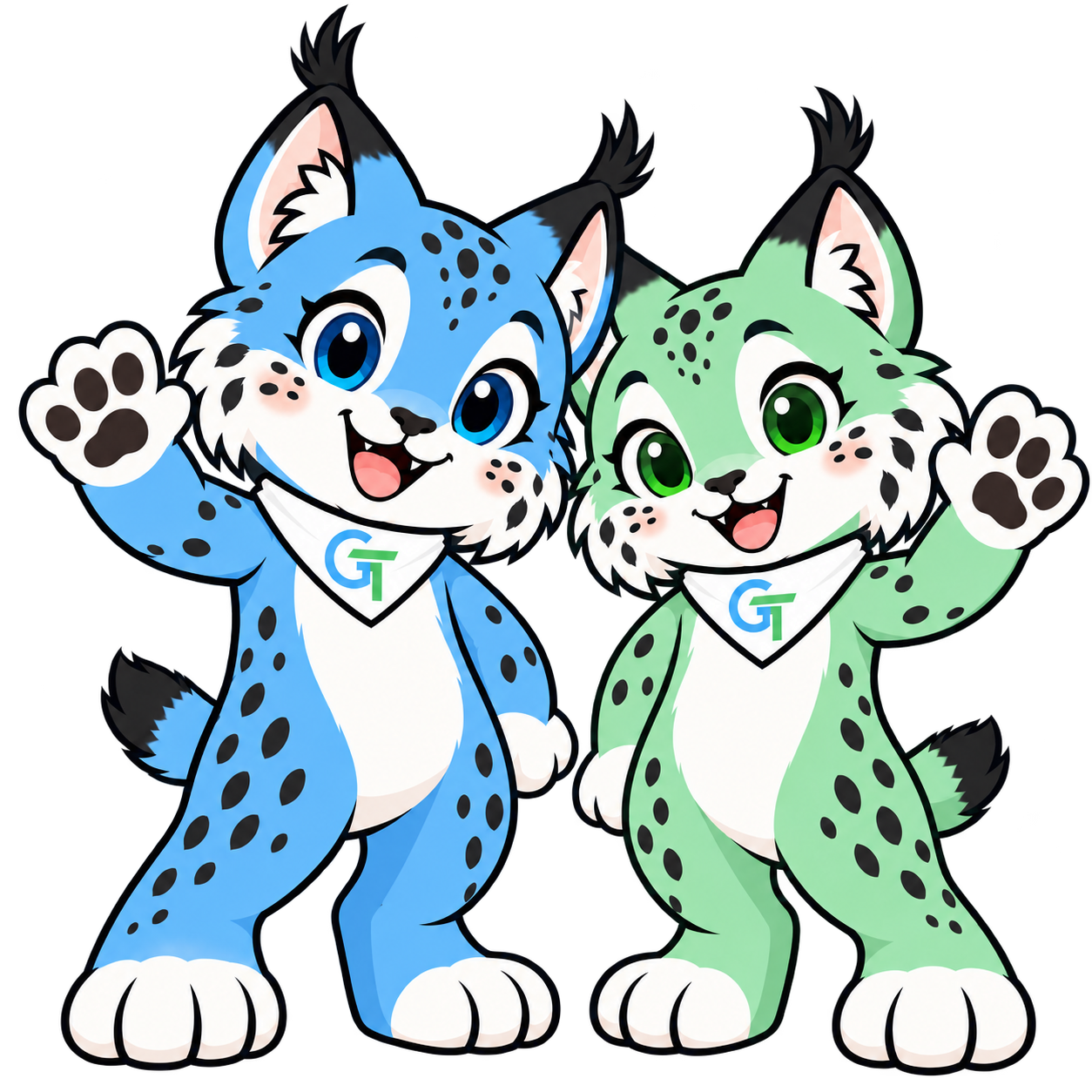 Gabby and Tabby waving together