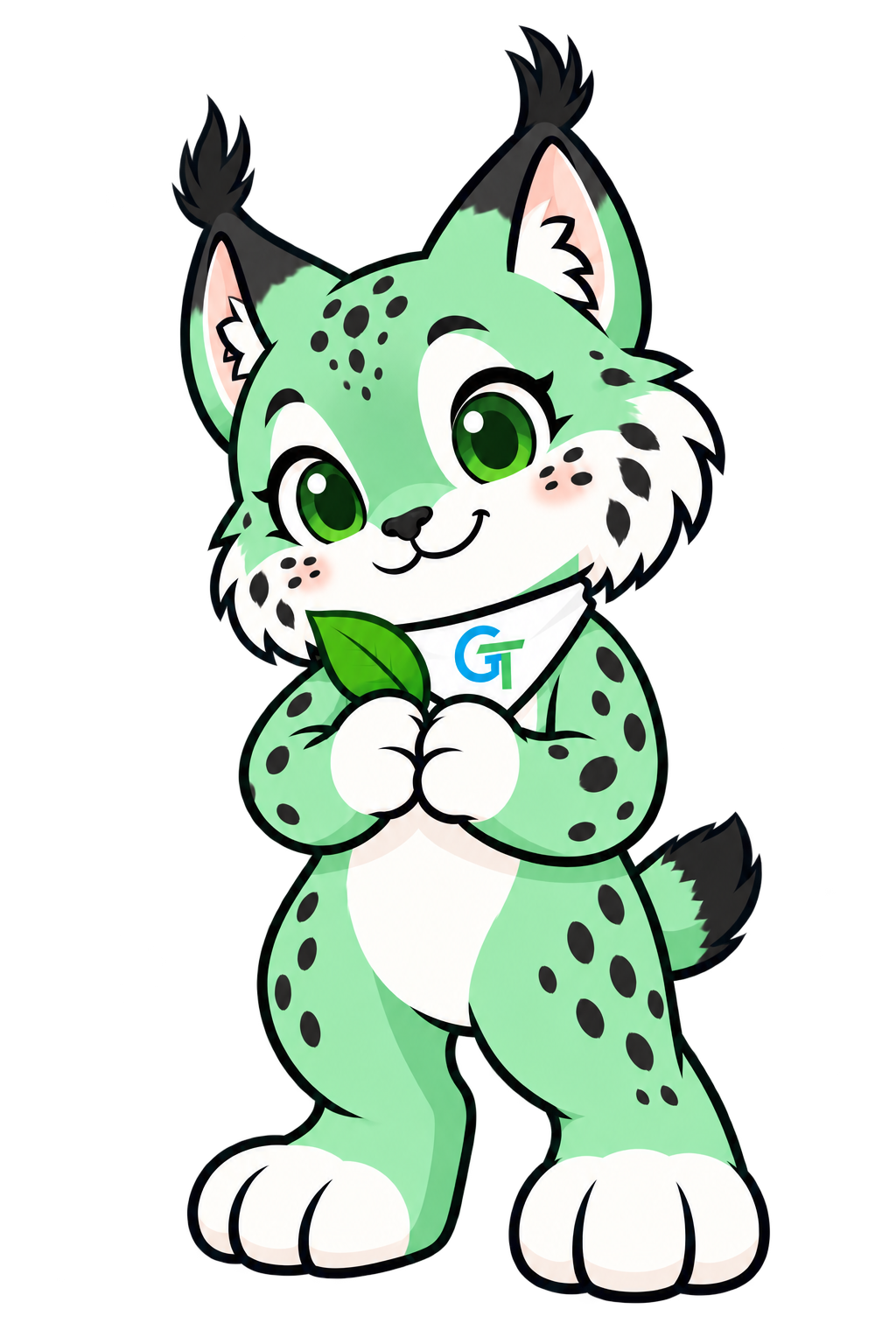 Tabby, the green Eurasian lynx mascot